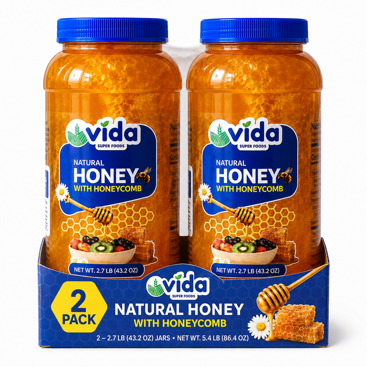 2-Pack Mexican Honey with Honeycomb 2.7 lb Each | Pure Natural Honey