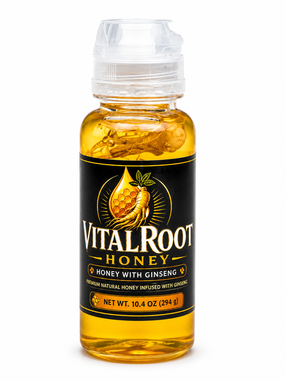 Natural Honey with Ginseng Root 300ml | Pure Mexican Honey Infused with Ginseng | Product of Mexico