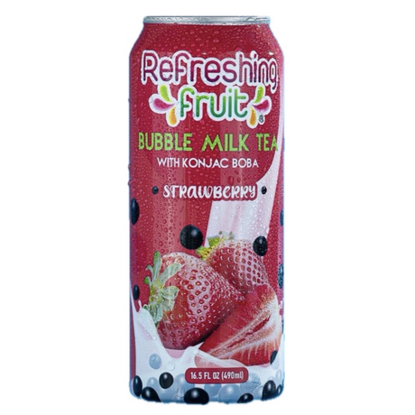 REFRESHING FRUIT BUBBLE MILK TEA STRAWBERRY 12/ 490 ML - Mexiquense Market